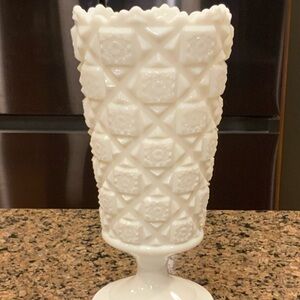 Vintage Westmoreland White Milk Glass Pedestal Vase